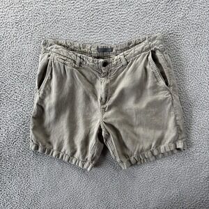 John Varvatos Shorts Mens 36 (37x7) Green Linen Blend Flat Front Breathable